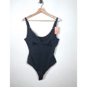 FeelinGirl Bodysuit Black XL Adjustable Straps Snap Closure Lingerie‎ Shapewear
